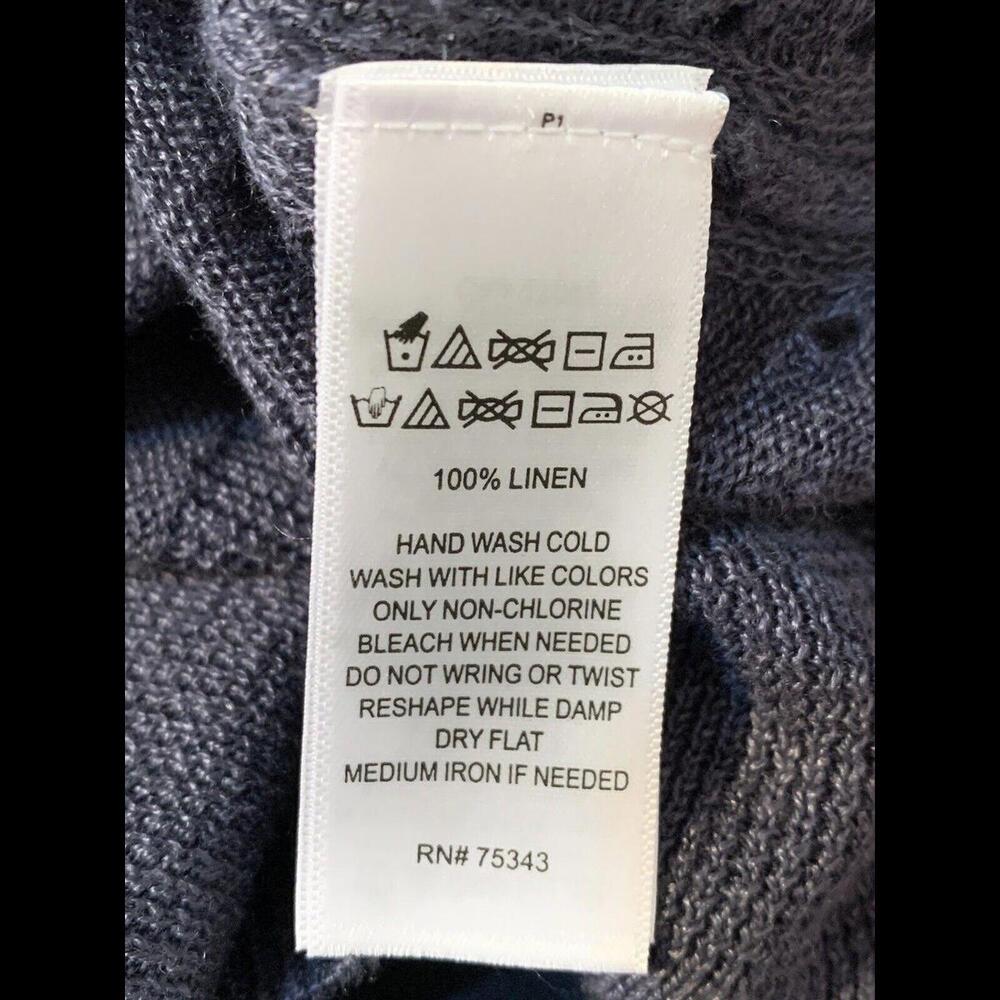 Tahari Hoodie Womens XL 100% Linen Minimalist Slate Blue Gray Stone Washed - Picture 9 of 9